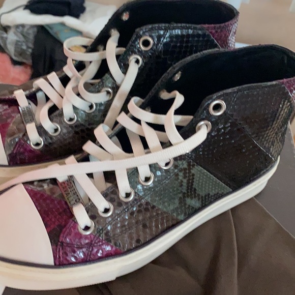 NEW Roberto Cavalli Men’s-Women’s sneakers snake leather women’s size 9 men’s 8 - Picture 2 of 7